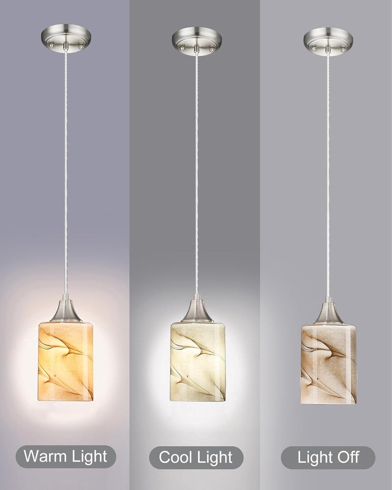 karyfine 3Packs Cylinder Glass LampShade for Wall Sconce Mini Pendant Ceiling Fan Light 1.65in fitter Art Glass Light Cover Replacement Fixture for bathroom,Table Lamp kitchen Chandelier (Brown Marble-3P) - Image 5
